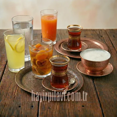 ayran hoşaf limonata mevye suyu çay su içecekler